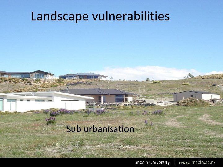 Landscape vulnerabilities Sub urbanisation Lincoln University | www. lincoln. ac. nz 