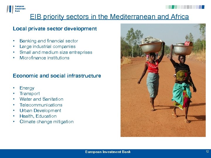 EIB priority sectors in the Mediterranean and Africa Local private sector development • •