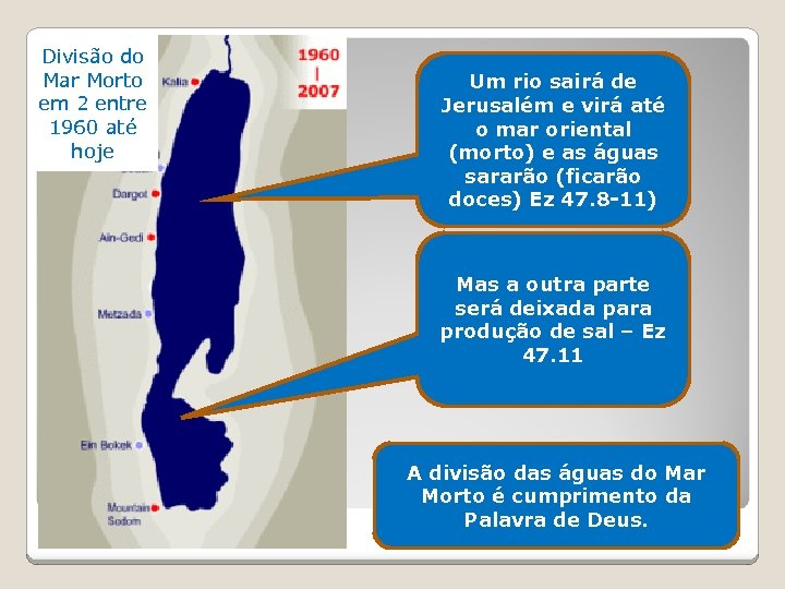 Divisão do Mar Morto em 2 entre 1960 até hoje Um rio sairá de