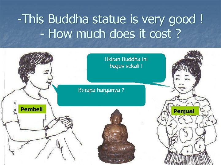 -This Buddha statue is very good ! - How much does it cost ?