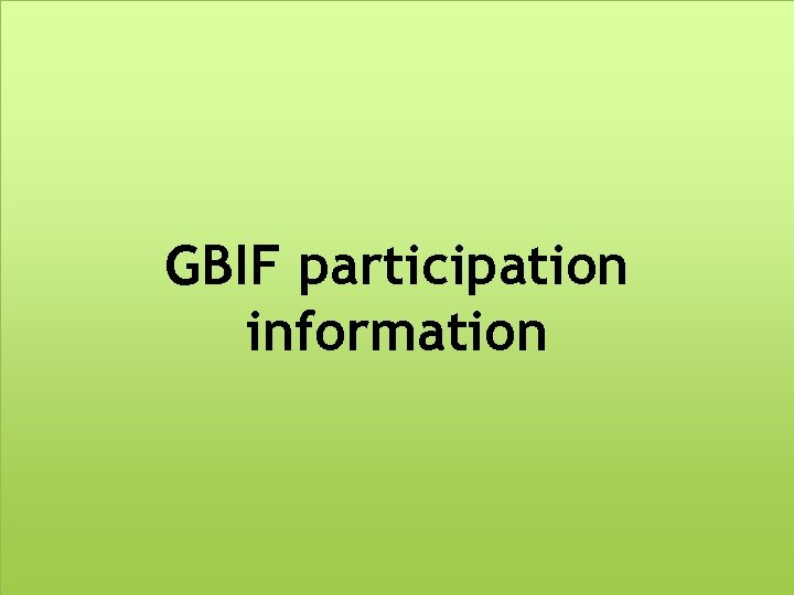 GBIF participation information 