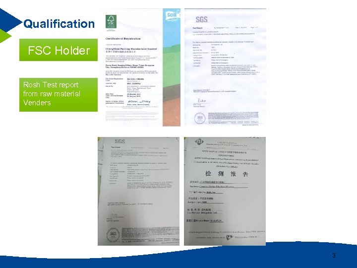 Qualification FSC Holder Rosh Test report from raw material Venders Holder 3 