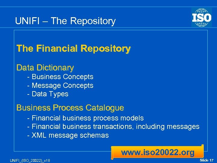 UNIFI – The Repository The Financial Repository Data Dictionary - Business Concepts - Message