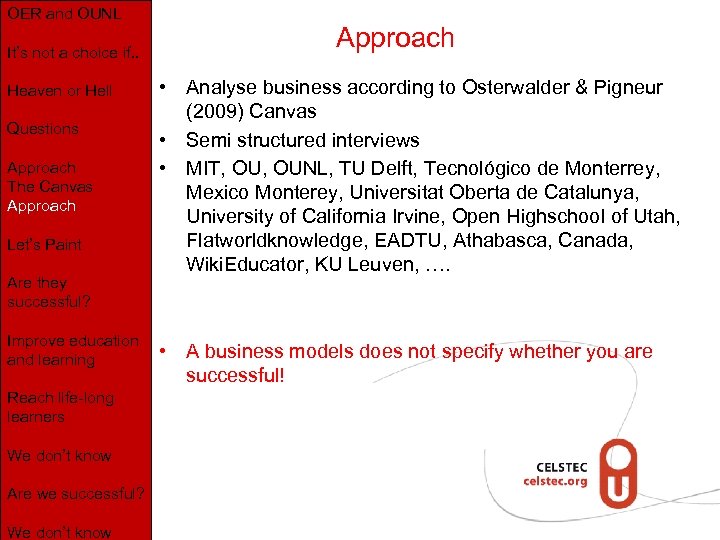OER and OUNL It’s not a choice if. . Heaven or Hell Questions Approach