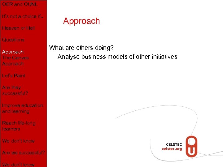 OER and OUNL It’s not a choice if. . Heaven or Hell Approach Questions