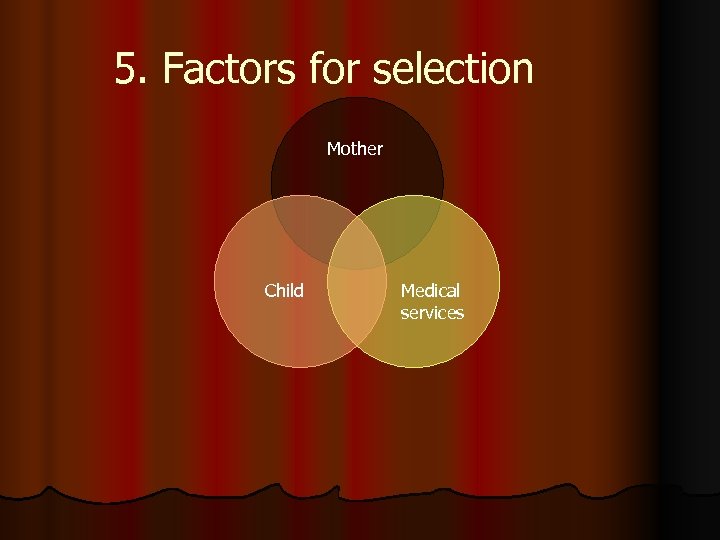 5. Factors for selection Mother Child Medical services 