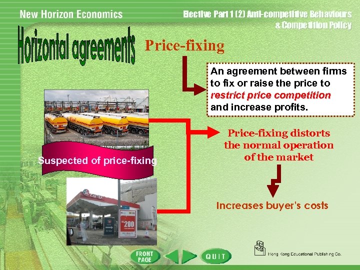 Elective Part 1 (2) Anti-competitive Behaviours & Competition Policy Price-fixing An agreement between firms