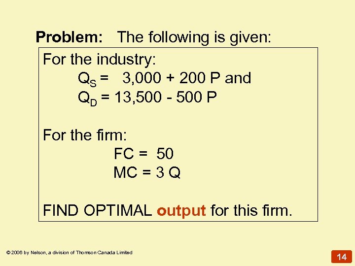 Problem: The following is given: For the industry: QS = 3, 000 + 200