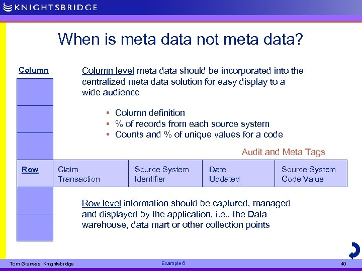 When is meta data not meta data? Column level meta data should be incorporated