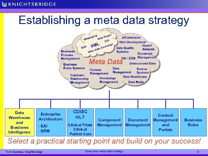 Establishing a meta data strategy Data Warehouse and Business Intelligence Enterprise Architecture - EAI