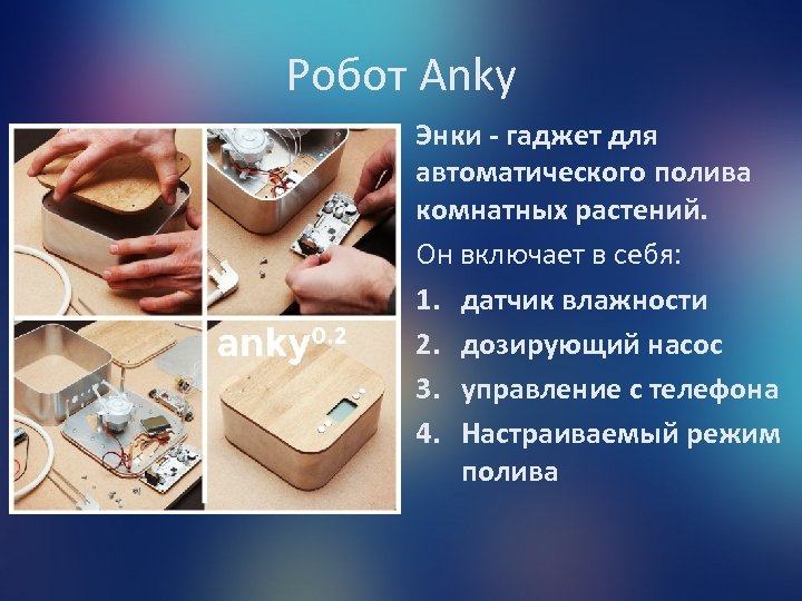 Робот Anky Энки - гаджет для автоматического полива комнатных растений. Он включает в себя: