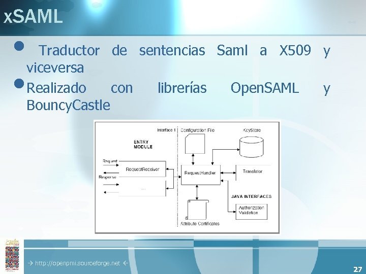x. SAML • Traductor viceversa • Realizado Bouncy. Castle de sentencias Saml a X