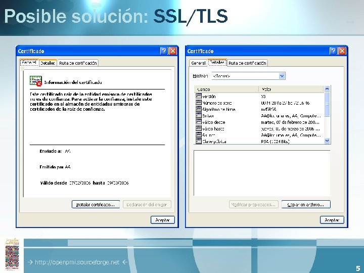 Posible solución: SSL/TLS http: //openpmi. sourceforge. net 5 