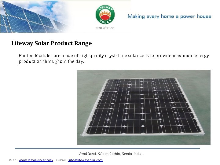 Lifeway Solar Product Range Photon Modules are made of high quality crystalline solar cells
