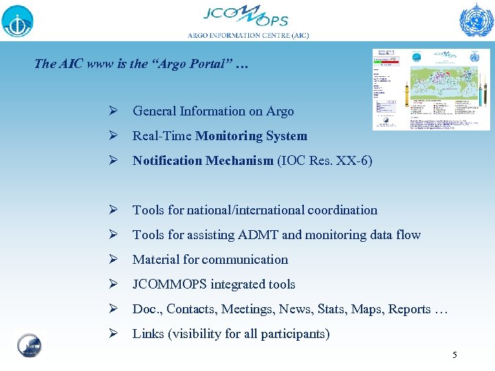 The AIC www is the “Argo Portal” … Ø General Information on Argo Ø
