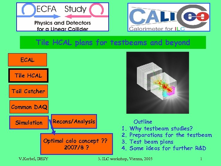 Tile HCAL plans for testbeams and beyond ECAL Tile HCAL Tail Catcher Common DAQ