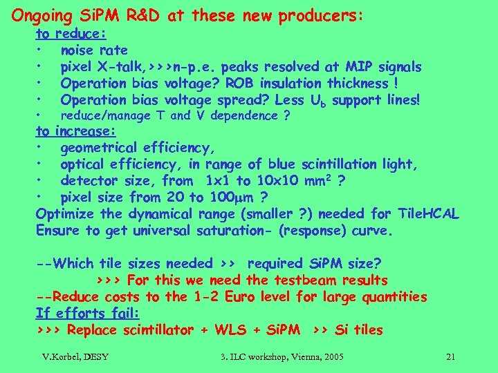 Ongoing Si. PM R&D at these new producers: to • • • reduce: noise