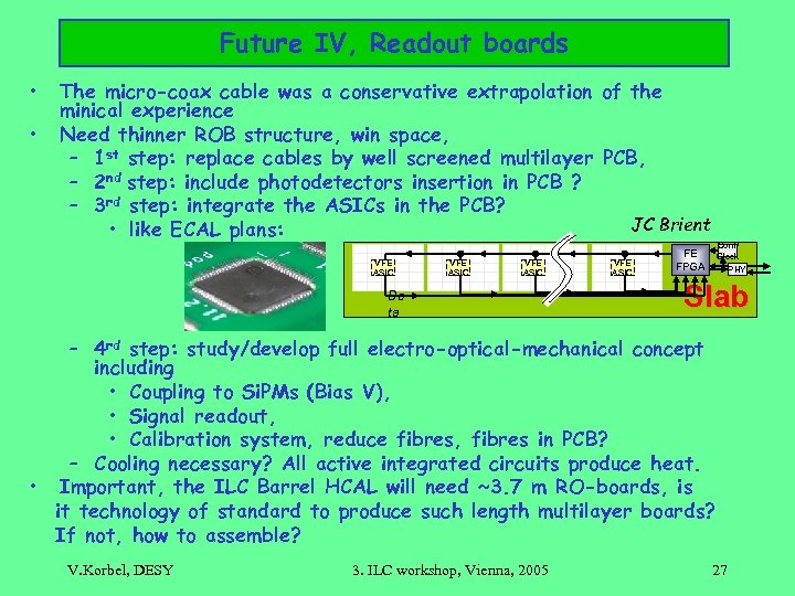 Future IV, Readout boards • • The micro-coax cable was a conservative extrapolation of