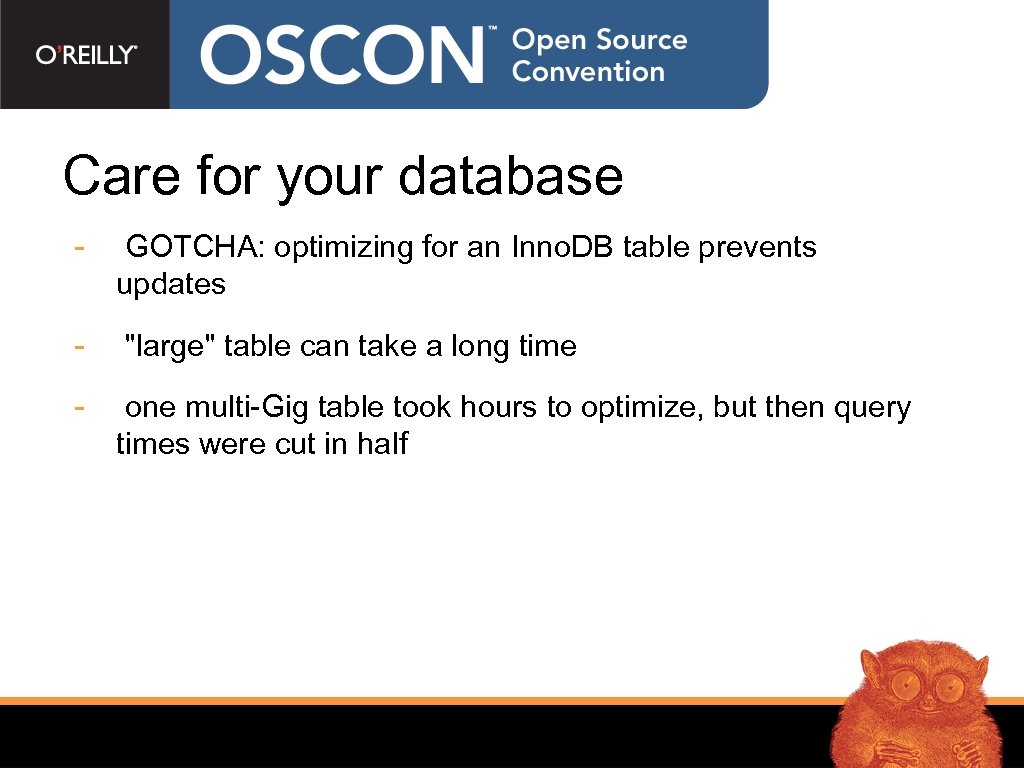 Care for your database - GOTCHA: optimizing for an Inno. DB table prevents updates