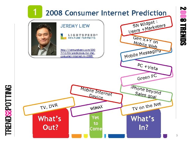 2008 TRENDS 1 2008 Consumer Internet Prediction JEREMY LIEW http: //venturebeat. com/200 7/12/03/predictions-for-theconsumer-internet-in-2008/ get