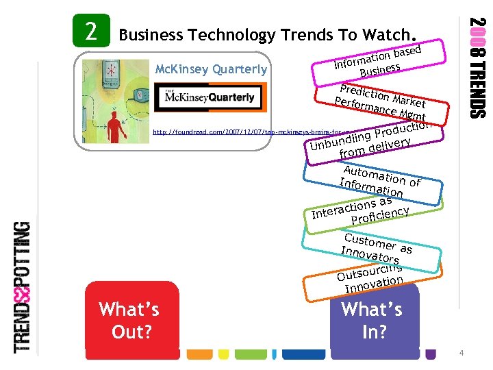 2008 TRENDS 2 Business Technology Trends To Watch. ased tion b a Inform iness