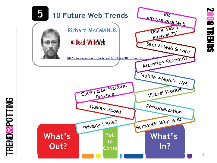2008 TRENDS 5 10 Future Web Trends R Intern IA ationa l Web ideo