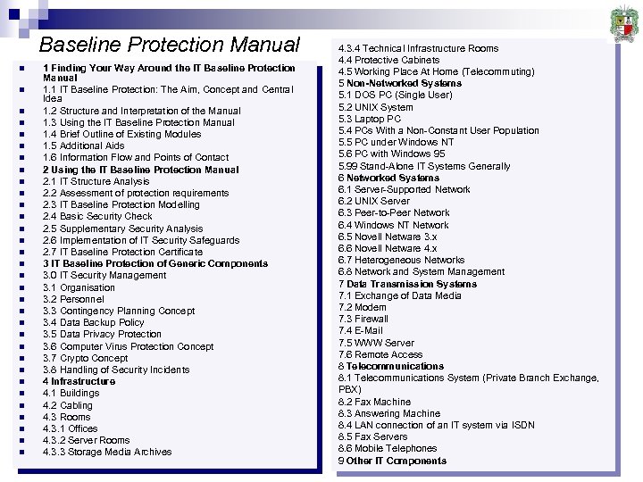 Baseline Protection Manual n n n n n n n n 1 Finding Your