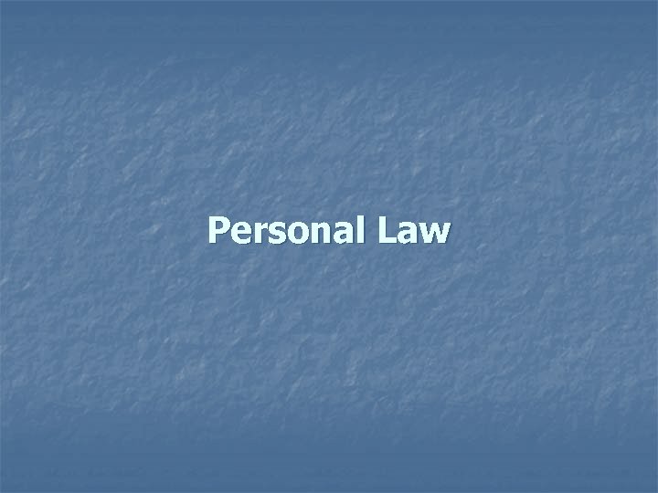 Personal Law 