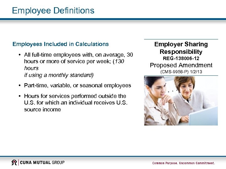 Employee Definitions Employees Included in Calculations • All full-time employees with, on average, 30