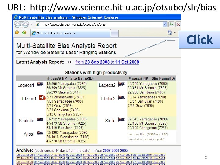 URL: http: //www. science. hit-u. ac. jp/otsubo/slr/bias Click 2 