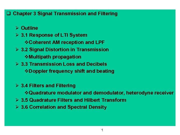 Q Chapter 3 Signal Transmission And Filtering O