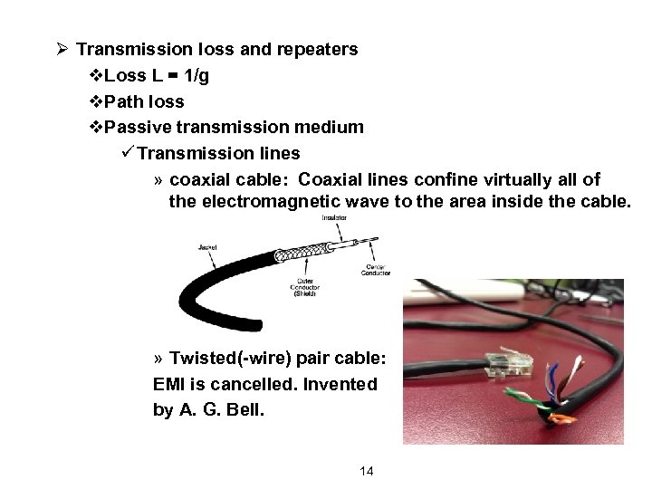 Ø Transmission loss and repeaters v. Loss L = 1/g v. Path loss v.