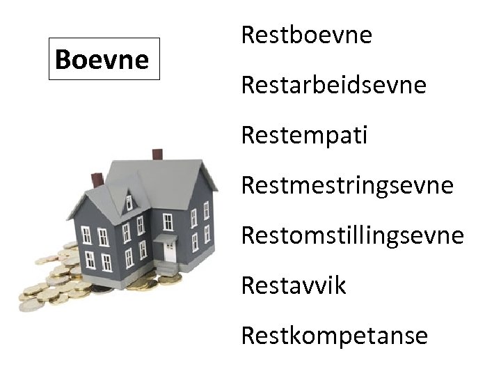 Boevne Restboevne Restarbeidsevne Restempati Restmestringsevne Restomstillingsevne Restavvik Restkompetanse 