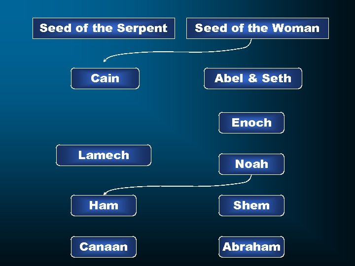 Seed of the Serpent Cain Seed of the Woman Abel & Seth Enoch Lamech