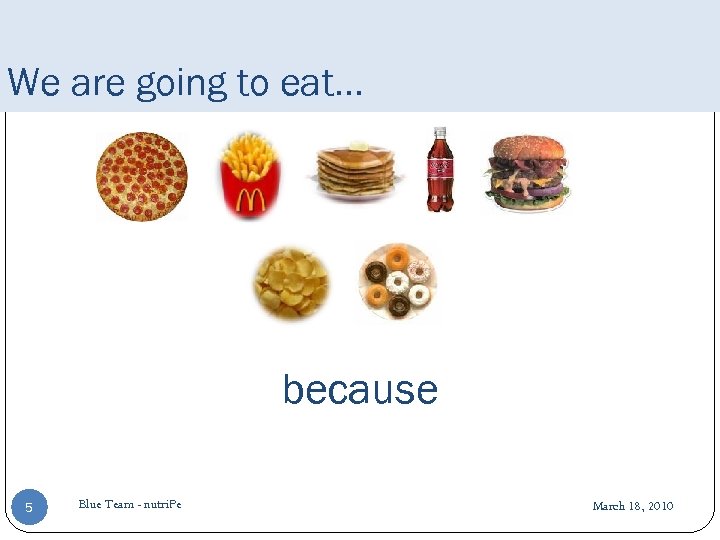 We are going to eat… because 5 Blue Team - nutri. Pe March 18,