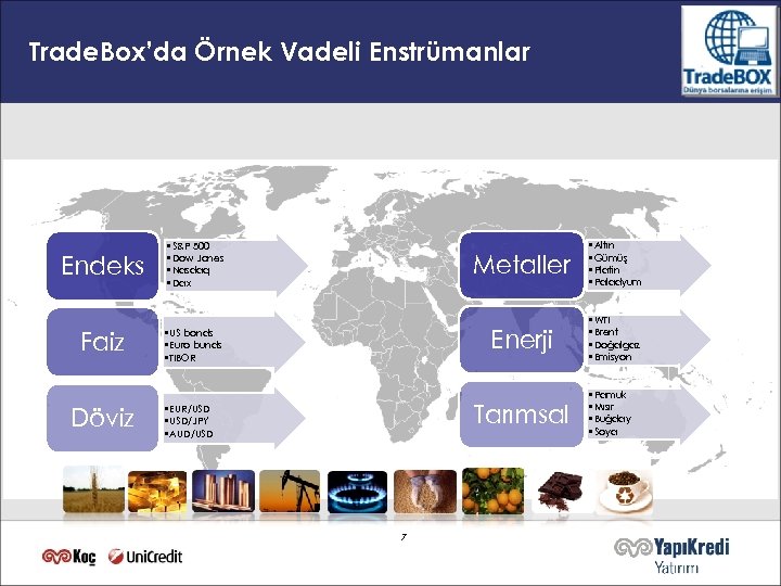 Trade. Box’da Örnek Vadeli Enstrümanlar Endeks Faiz Metaller • US bonds • Euro bunds