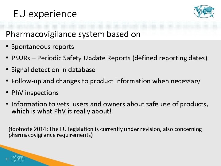 EU experience Pharmacovigilance system based on • Spontaneous reports • PSURs – Periodic Safety