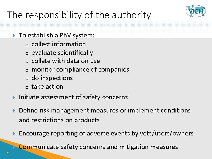 The responsibility of the authority Define risk management measures or implement conditions and restrictions