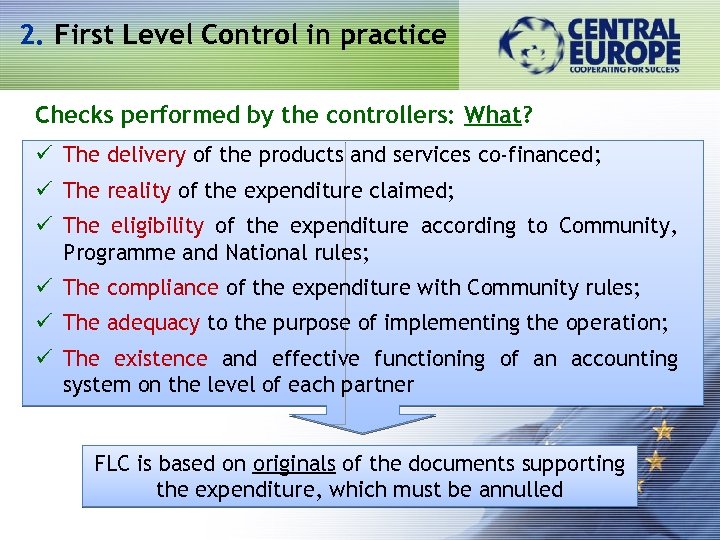 2. First Level Control in practice Checks performed by the controllers: What? ü The