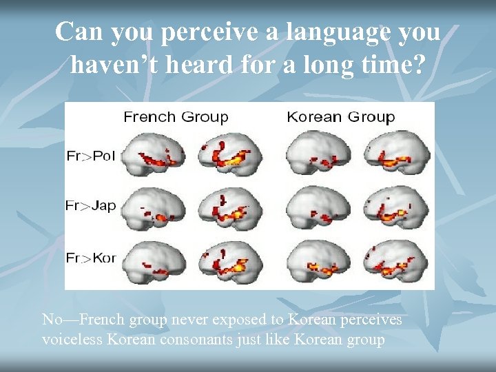 Can you perceive a language you haven’t heard for a long time? No—French group