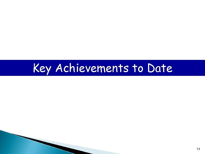 Key Achievements to Date 13 