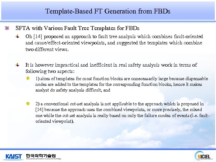 Template-Based FT Generation from FBDs SFTA with Various Fault Tree Templates for FBDs Oh