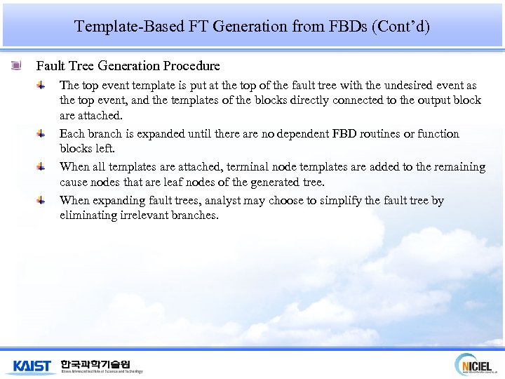 Template-Based FT Generation from FBDs (Cont’d) Fault Tree Generation Procedure The top event template