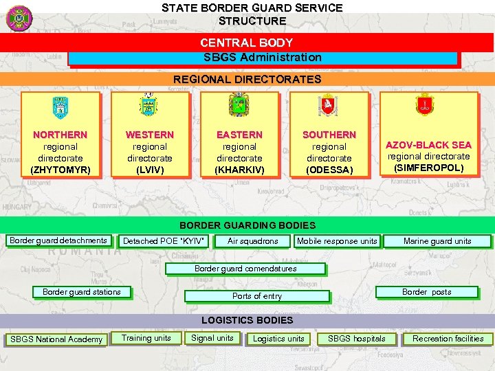 STATE BORDER GUARD SERVICE STRUCTURE CENTRAL BODY SBGS Administration REGIONAL DIRECTORATES NORTHERN regional directorate