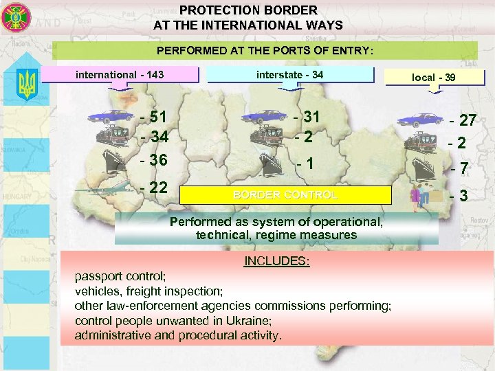 PROTECTION BORDER AT THE INTERNATIONAL WAYS PERFORMED AT THE PORTS OF ENTRY: international -