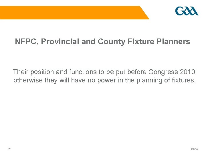 NFPC, Provincial and County Fixture Planners Their position and functions to be put before