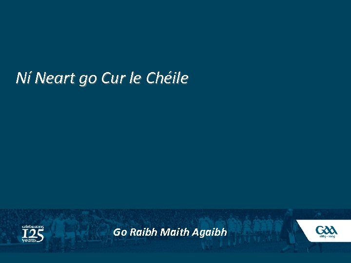 Ní Neart go Cur le Chéile Go Raibh Maith Agaibh 