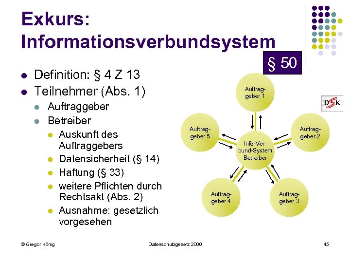Exkurs: Informationsverbundsystem l l § 50 Definition: § 4 Z 13 Teilnehmer (Abs. 1)