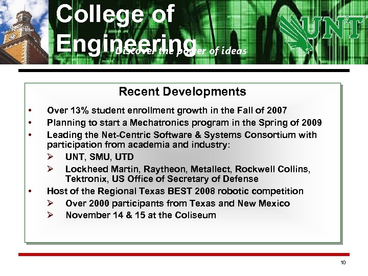 College of Engineering of ideas Discover the power Engineering Recent Developments • • Over