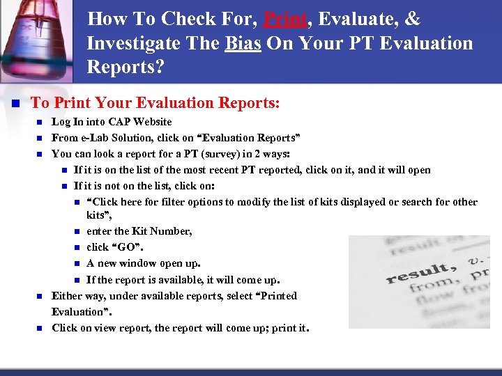 How To Check For, Print, Evaluate, & Investigate The Bias On Your PT Evaluation